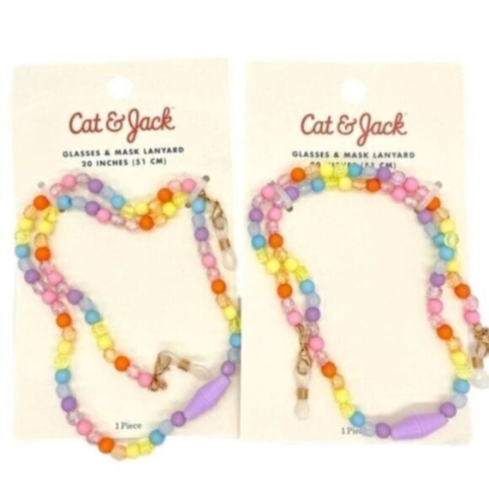 Cat & Jack Kids Rainbow Glasses & Mask Lanyard New X2